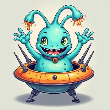 Cartoon Alien Encounter - Tangra AI Image Generator