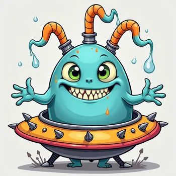 Cartoon Alien Encounter - Tangra AI Image Generator