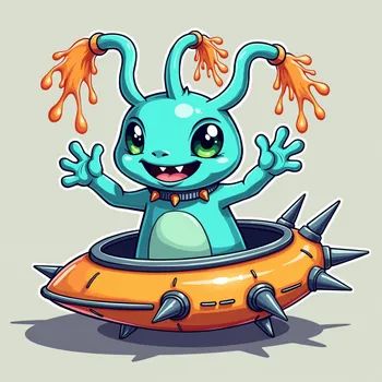 Cartoon Alien Encounter - Tangra AI Image Generator
