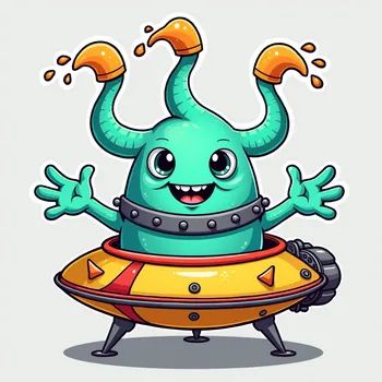 Cartoon Alien Encounter - Tangra AI Image Generator