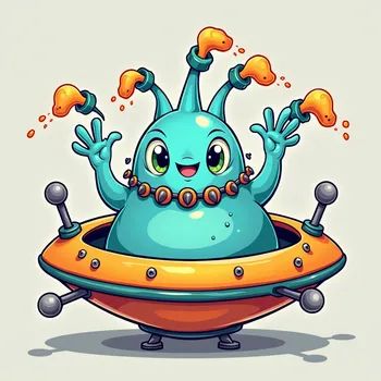 Cartoon Alien Encounter - Tangra AI Image Generator