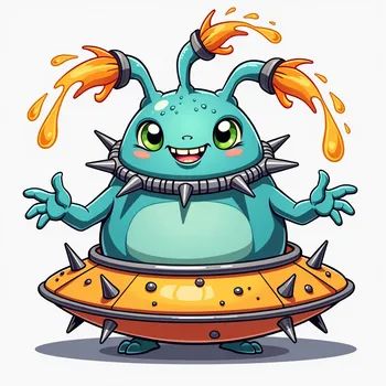 Cartoon Alien Encounter - Tangra AI Image Generator