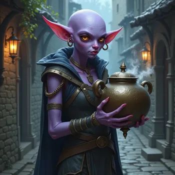 Sinister Elf in Medieval Alley - Tangra AI Image Generator